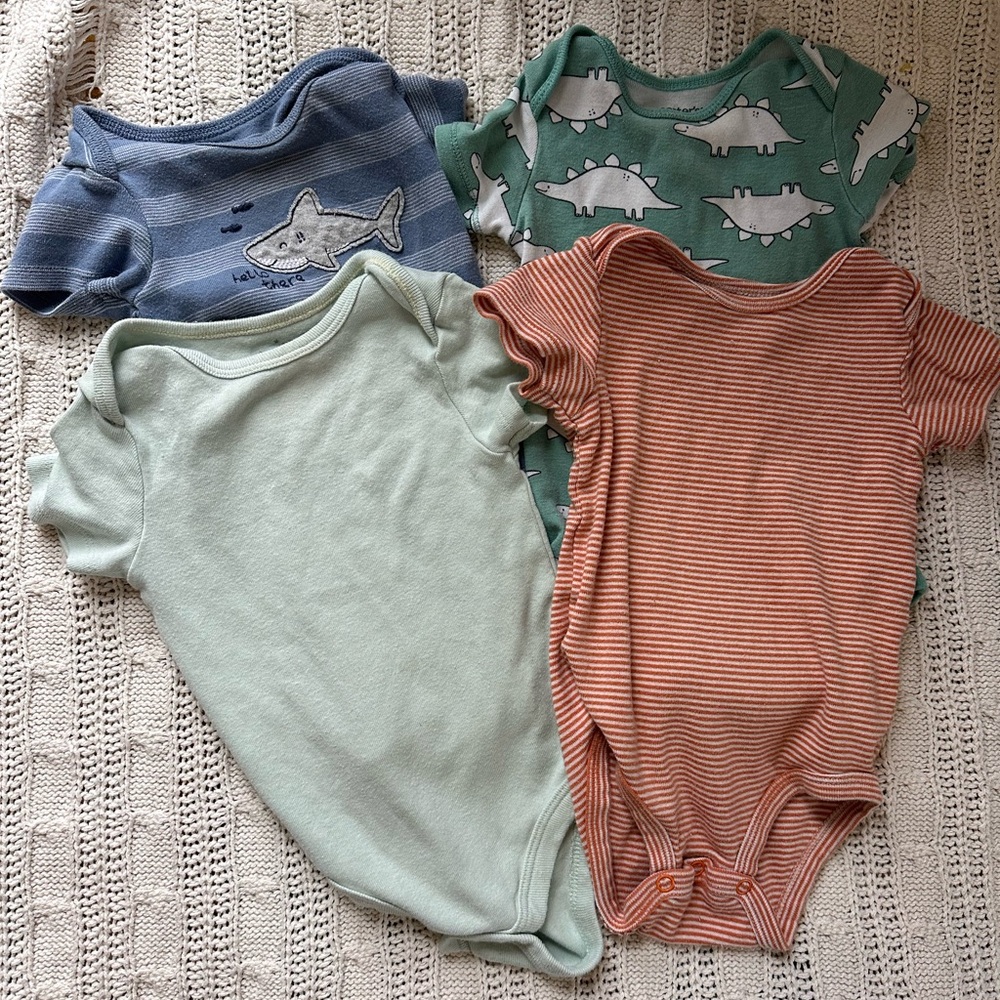 Carter's Short-Sleeve One-Piece Bodysuit Set - Blue, Green, Mint, Rust
